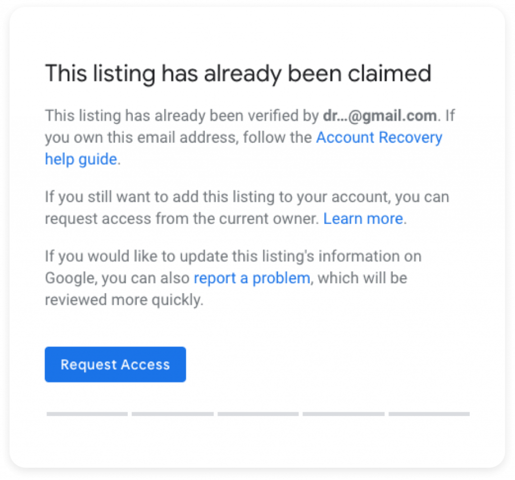 Business listing has already been claimed