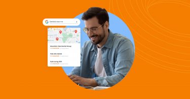 Man using local search to find products in his area