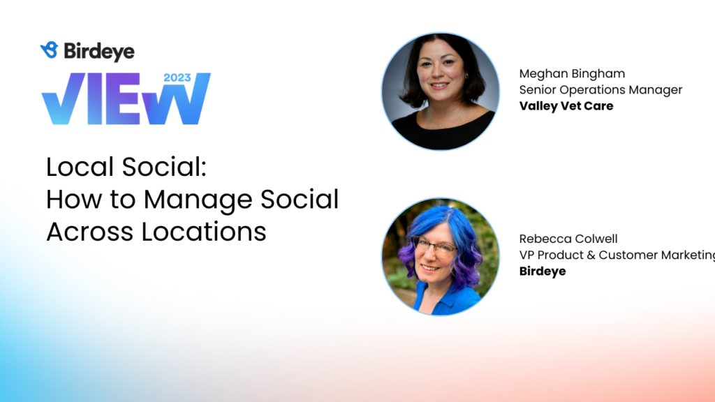 The webinar focuses on managing social media for multiple locations, featuring Megan from Valley Veterinary Care.