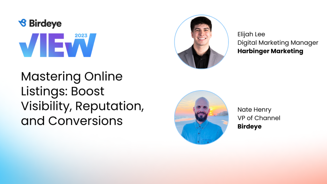 The image shows the speakers of the Birdeye View event from Birdeye and a Digital marketing expert