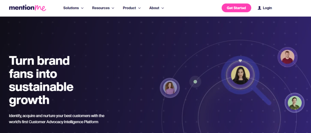 A screenshot of the Mention Me website.