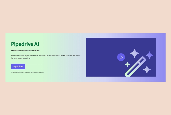 Image shows the landing page of Pipedrive AI CRM