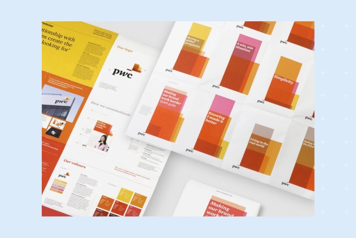 Image shows example of brand identity used in Pwc marketing