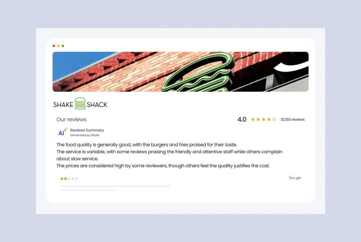 Image shows example of review widget