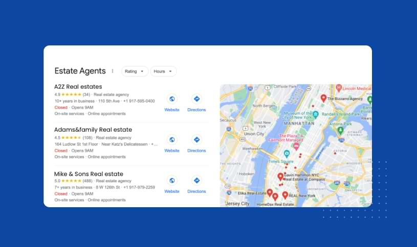 Real estate reviews - Google search example
