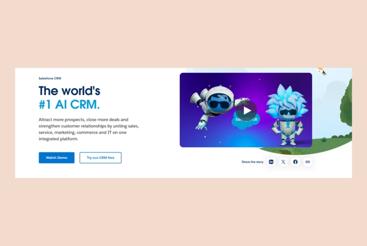 Image shows the landing page of Salesforce CRM 
