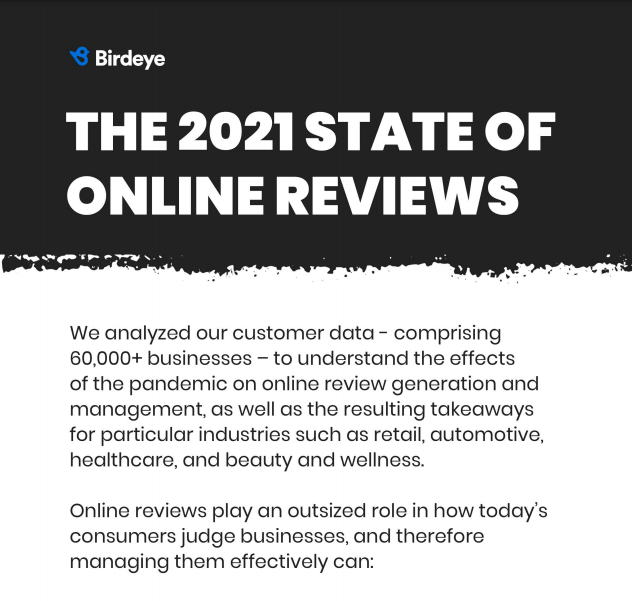 Online reviews statistics 2021