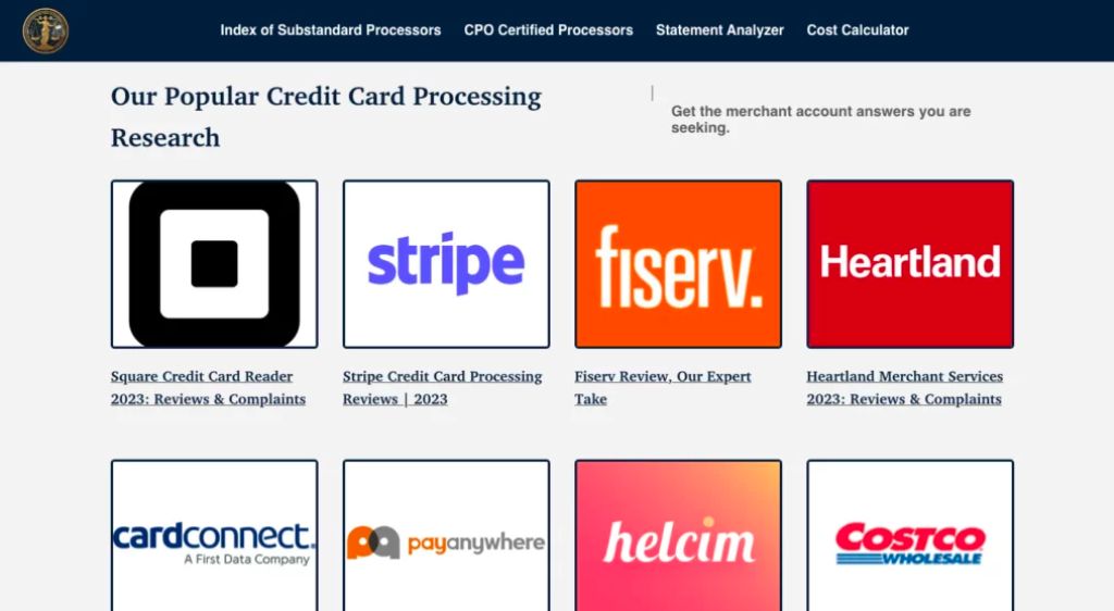 Screenshot of CardPaymentOptions financial review site home page.