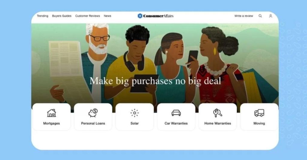 Screenshot of Consumer Affairs, a popular review site.