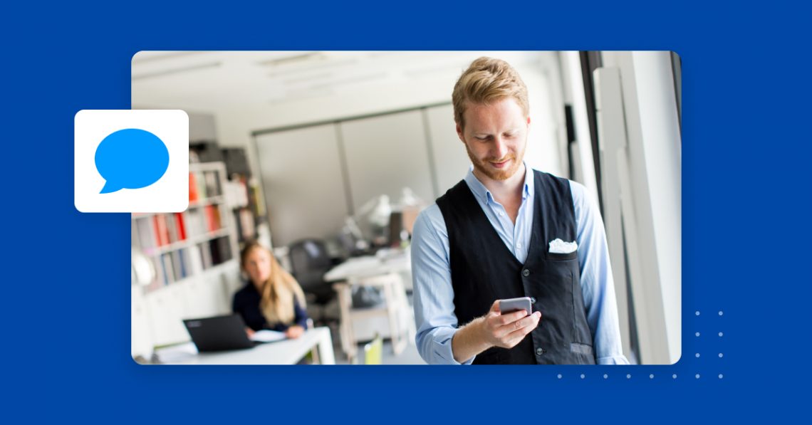 Customer viewing a text message from a local business that used an SMS marketing platform.