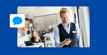 Customer viewing a text message from a local business that used an SMS marketing platform.
