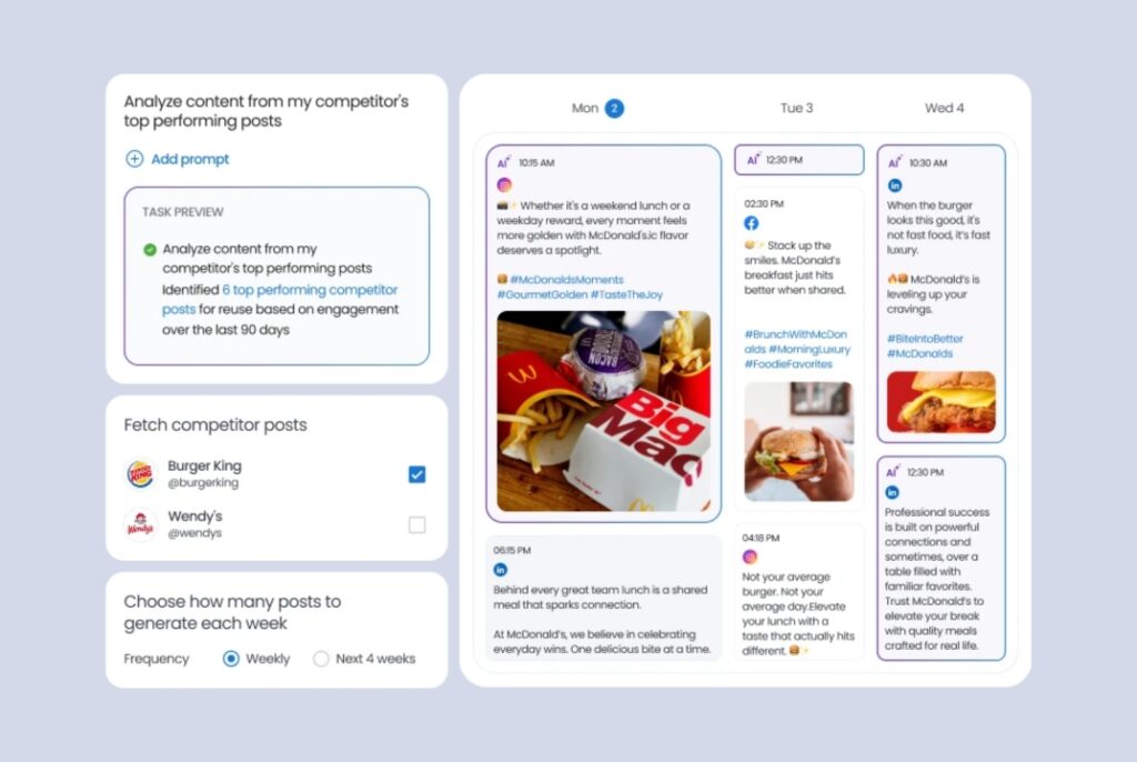 Image shows content theme selection by Birdeye Social Publishing Agent