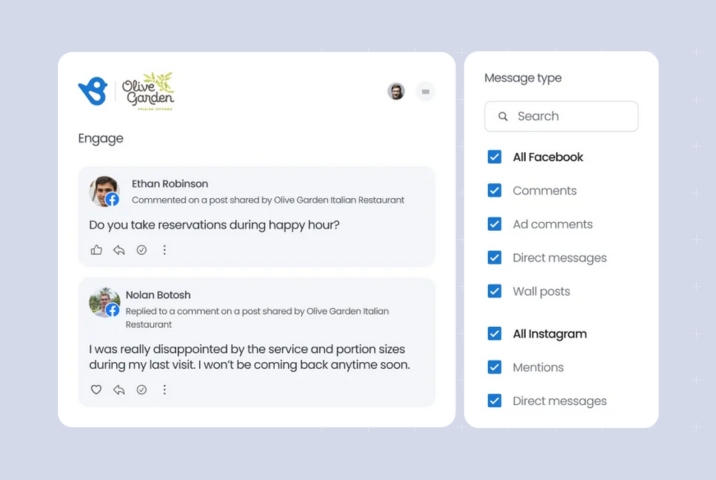 Image shows example of social media monitoring