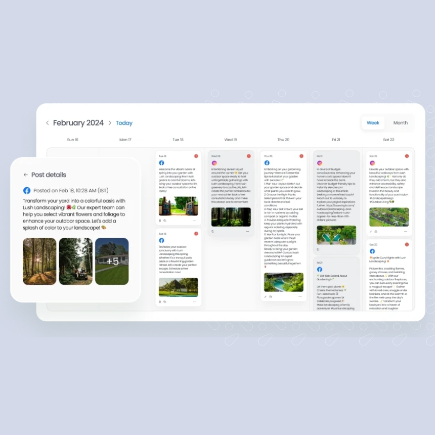 Image shows how to schedule content with a calendar across social media platforms