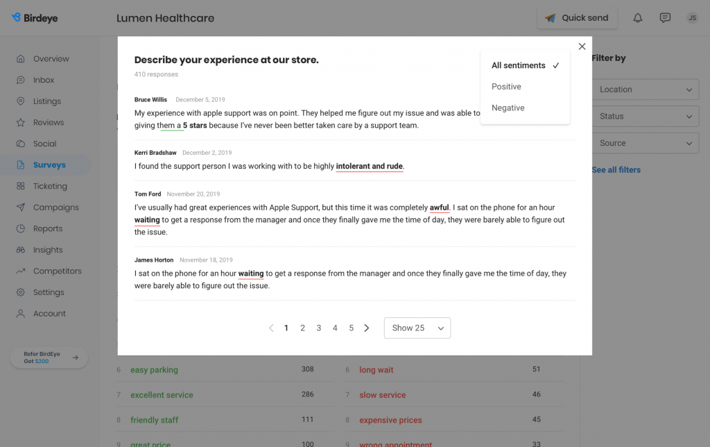 Sentiment analysis within reviews