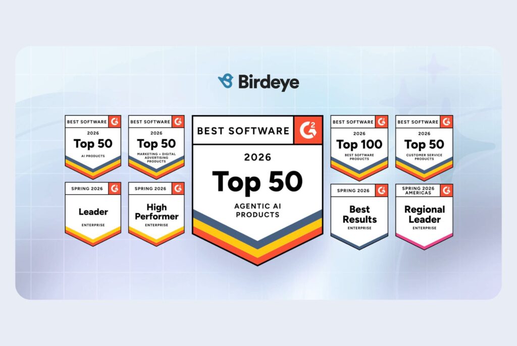 This image displays Birdeye’s G2 and industry recognition in 2026