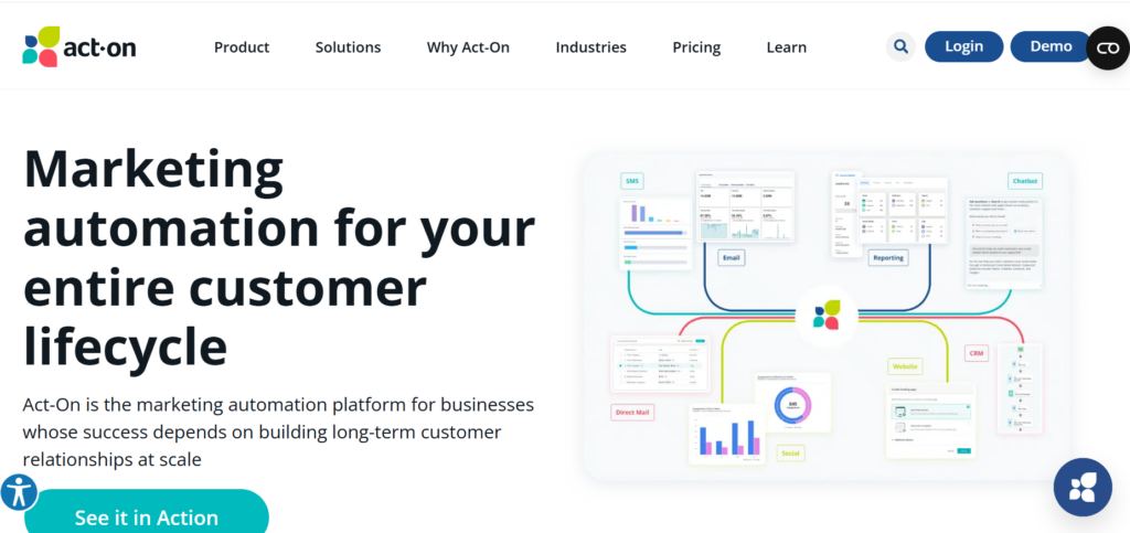 This image shows the homepage of Act-On