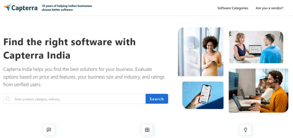 This image shows the homepage of Capterra