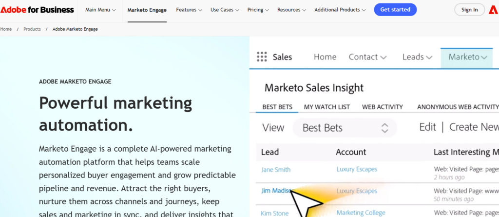 This is the dashboard image of Marketo Engage (Adobe)