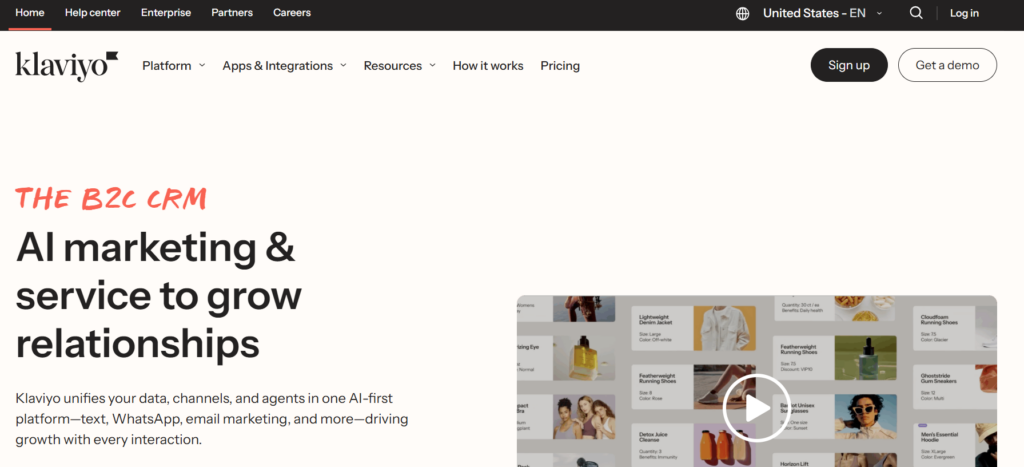 This is the homepage image of Klaviyo