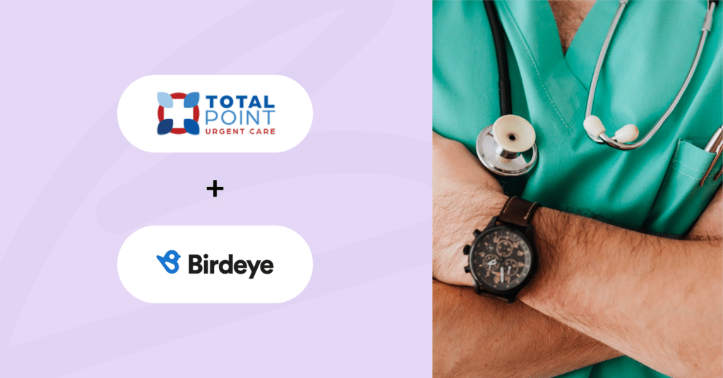 Case study image showing Birdeye logo and Total point logo