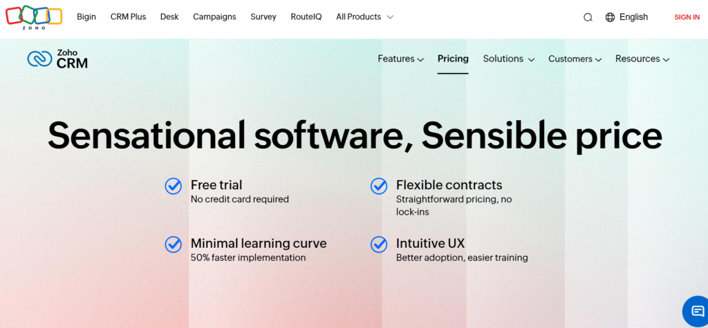 Zoho CRM-designed with affordability and flexibility