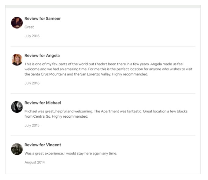 Sample Airbnb Guest Review Template