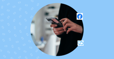 Image depicts a person using messenger on a mobile phone
