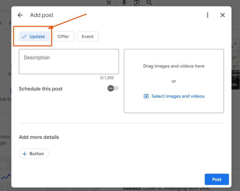 STEP 2. Click Posts or Add Update