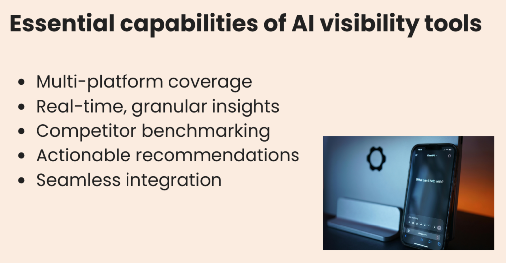 Capabilities of AI visibility tools