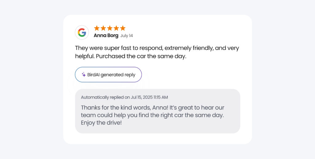 Responding to reviews with Birdeye