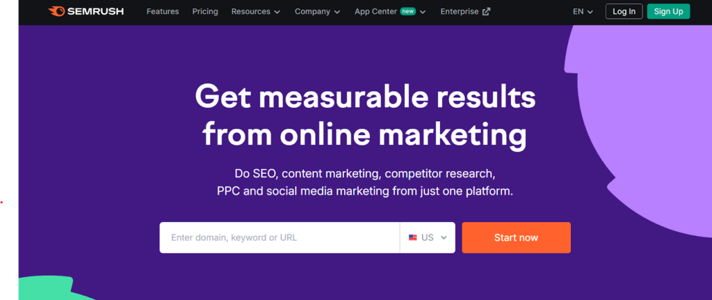SEMrush dashboard screenshot