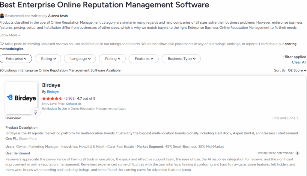 Birdeye: the best enterprise online reputation management software