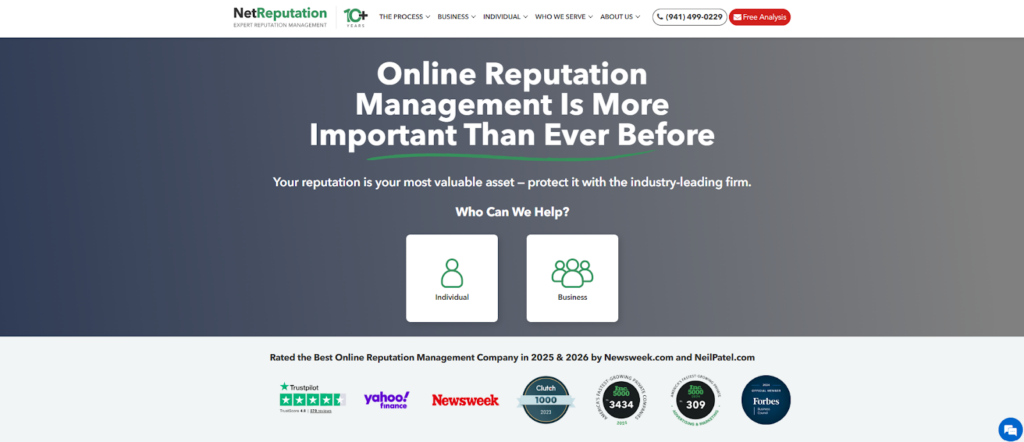 NetReputation dashboard screenshot image