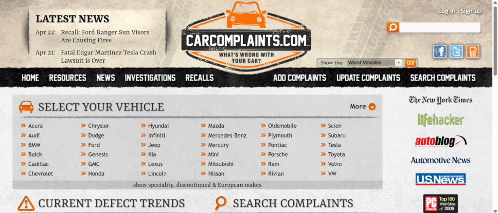 CarCompliants. com dashboard image