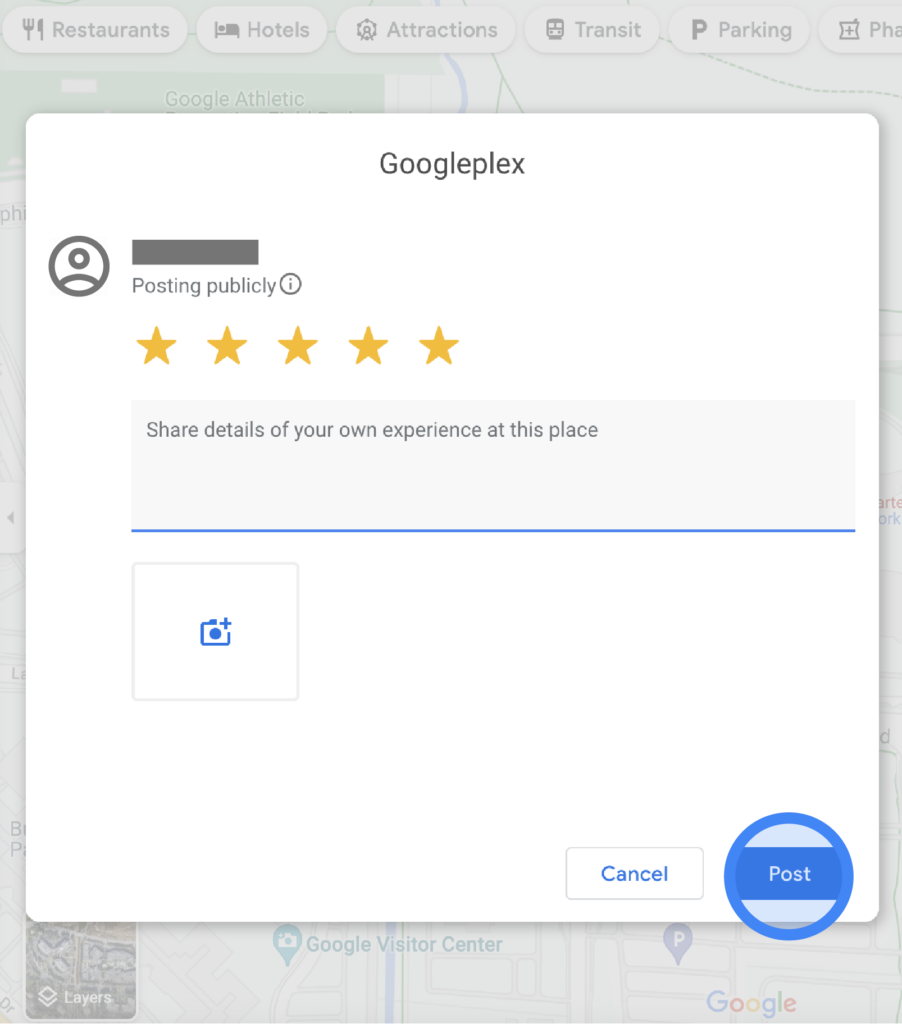 Step 4 screenshot (how to leave a Google review)