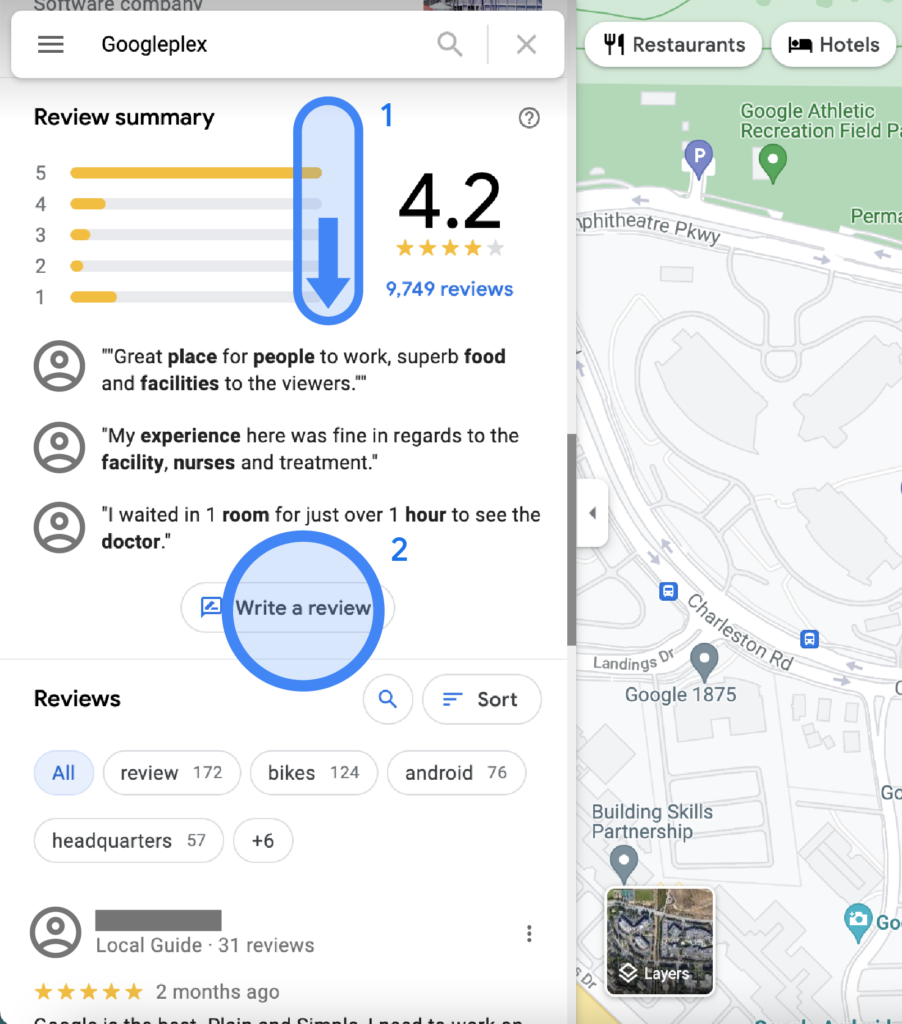 Step 3 screenshot (how to leave a Google review)