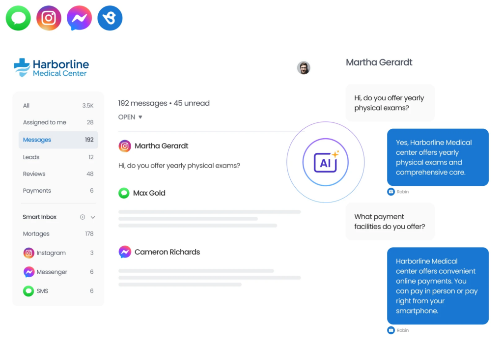 Birdeye's healthcare messaging dashboard image