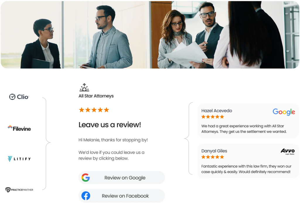 Birdeye's law firm reviews dashboard image