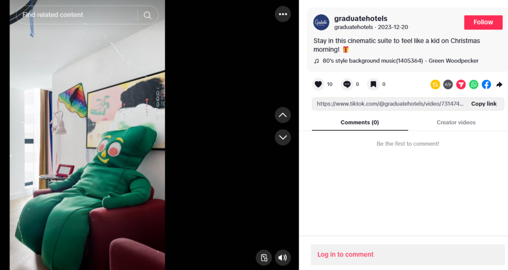 Graduate Hotels TikTok video screenshot.