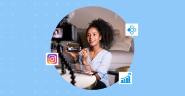 Image shows a creator using Instagram to engage audience