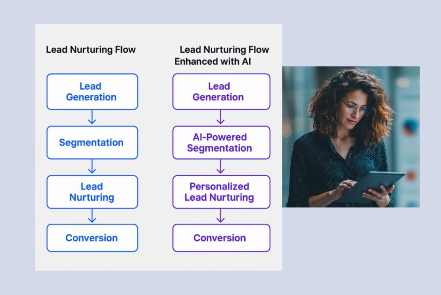 Image shows how an AI lead nurturing flow looks like 