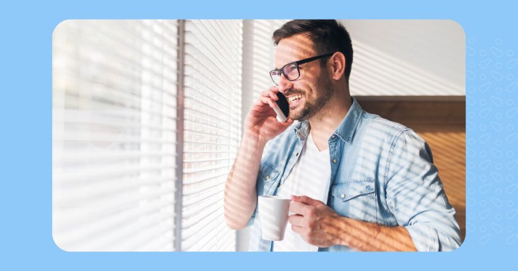  man listening to a professional voicemail greeting