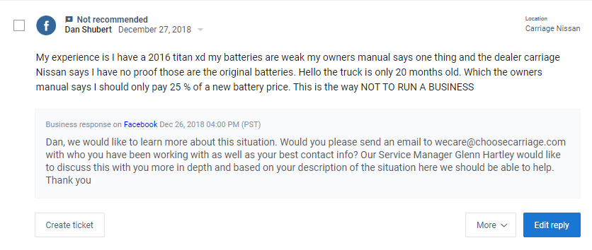Don't recommend business