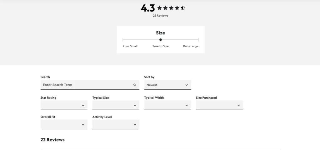 Screenshot showing Shopify retail reviews.