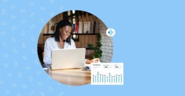 Image shows a social media manager working for a business