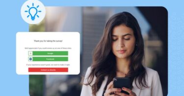 Woman responding to a business survey