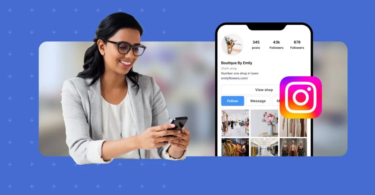 Image showing a person browsing a business on Instagram